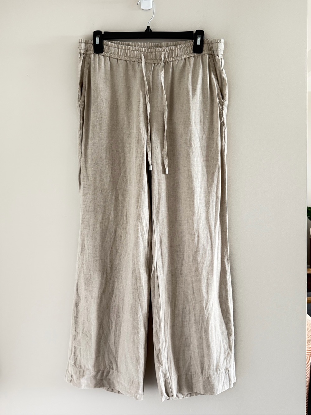 Tommy Bahama 100% Linen Drawstring Wide Leg Pants Womens Small Pull On Beige - Picture 3 of 10